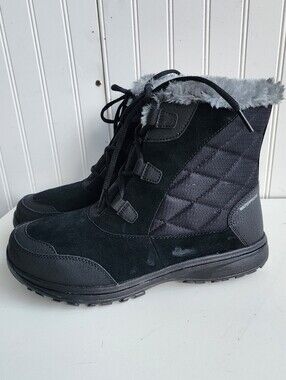 New Columbia Ice Maiden Il Short Black Fur Snow Boots Women’s Waterproof Sz 10.5